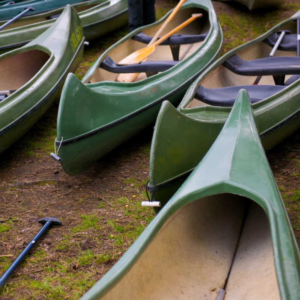 Canoes on the ground.