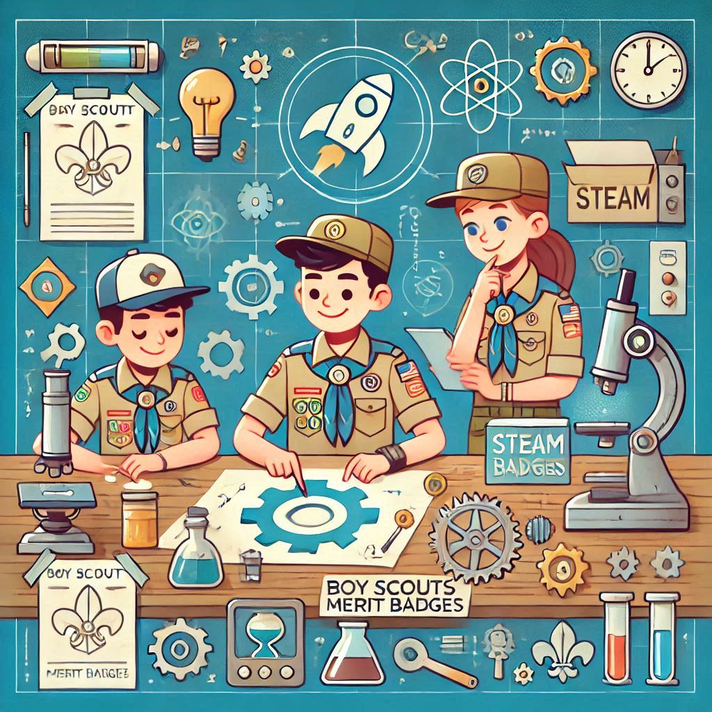 Scouts working on STEAM merit badges